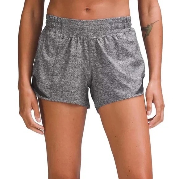 Lululemon Hotty Hot Marl Heather Grey 2.5” Running Athletic Shorts Sz 4 - Picture 5 of 8
